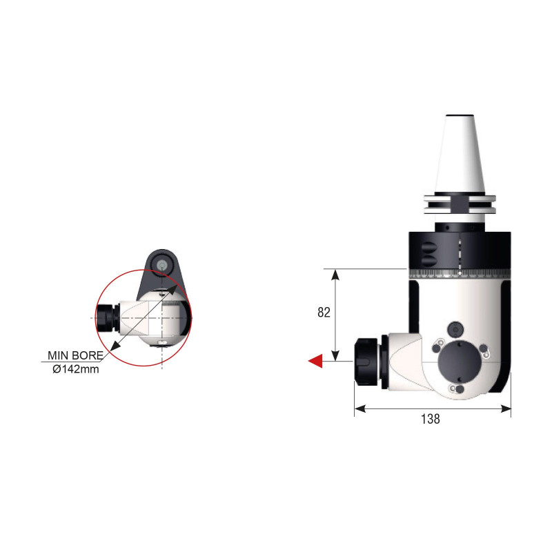 HSK100 0-90 Degree Adjustable Classic Line Angle Head, ATC (Automatic Tool Change), ER25 Output - GER-GMU-16 Series (Gerardi)