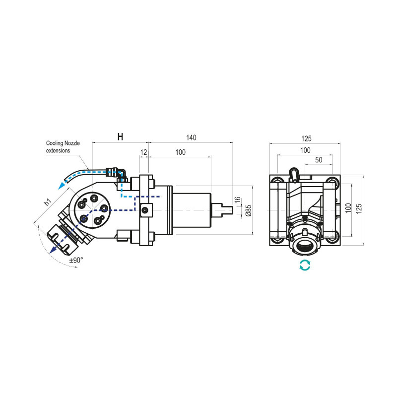 BMT85 Adjustable Driven Tool ER32 External Coolant, 1 to 1 Ratio, H167.5 (Gerardi)