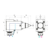 Інструмент BMT45 з прямим кутовим приводом, внутрішній потік охолоджувальної рідини ER25 (80 бар), співвідношення 1:1, H100 (Gerardi)