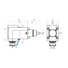 Інструмент BMT45 з прямим кутовим приводом, внутрішній потік охолоджувальної рідини ER25 (80 бар), співвідношення 1:1, H100 (Gerardi)