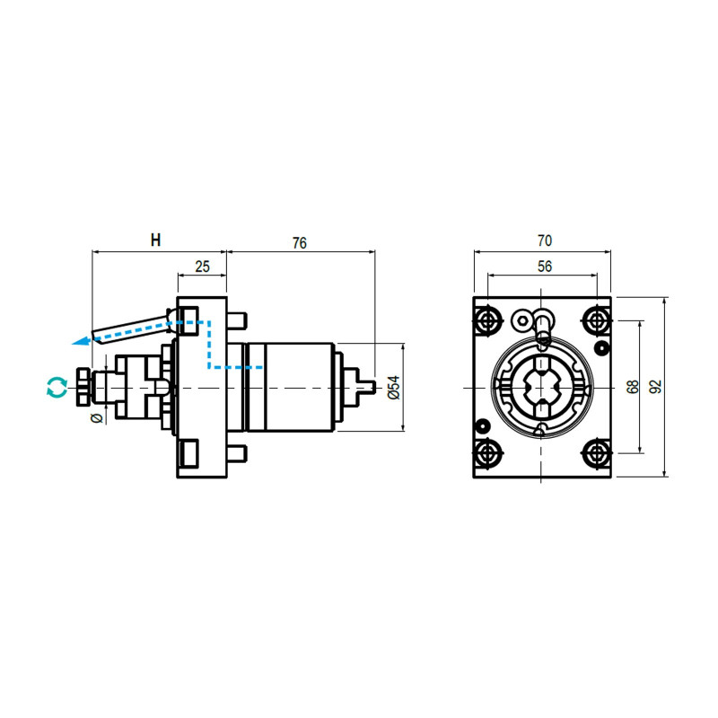 MIYANO MI54 Straight Driven Tool ER25 External/Internal Coolant, 1 to 1 Ratio, 6000RPM (Gerardi)
