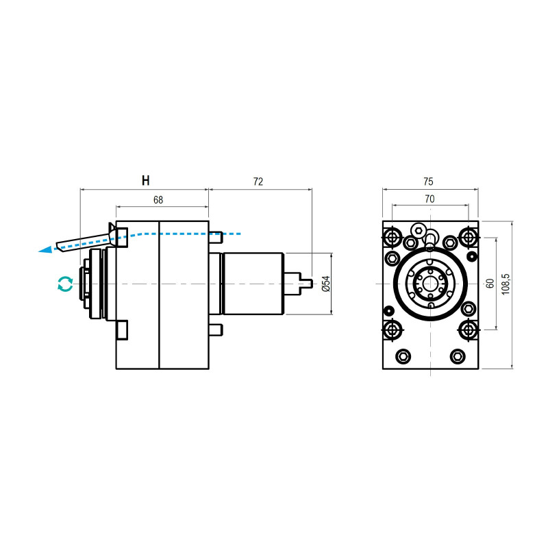 MIYANO MI54 Straight Driven Tool ER16 External Coolant, 1 to 4 Ratio, 24000RPM (Gerardi)