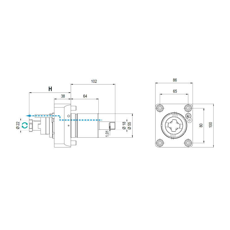 Okuma BMT55 Straight Driven Tool ER25 Internal (70 bar) Coolant, 1 to 1 Ratio (Gerardi)