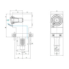 Spinner VDI30 Right Angle Driven Tool ER25 External Coolant, 1 to 1 Ratio, H85 (Gerardi)