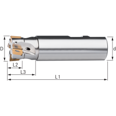 Кінцева фреза 90° 10x80 мм, хвостовик 16 мм, для 1 змінної пластини AP..1003