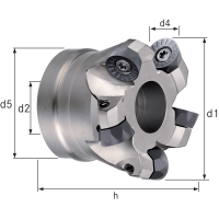 Face and copy milling cutter 52mm for 4 indexable inserts OCKX/XCKX/RCKX/SAHT
