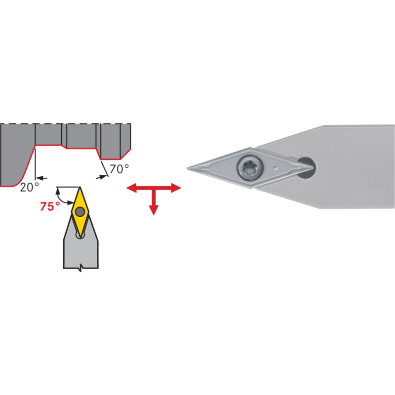 Clamp mount. SVVC-N 1212 F11, setting angle 72.5°, for turning ins. VC.T1103..