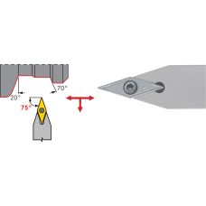 Clamp mount. SVVC-N 2020 K16, sett. angle 72.5°, for turning inserts VC.T1604..