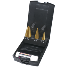 Конусне свердло HSS № 0,1,2 Ø3-30,5 мм, 3-предм. (сталь/чавун) + ріжуча паста TiN