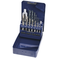 Single operation tap HSS for metric threads, M3-M12, 17-piece