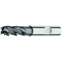 Solid carbide end milling cutter 35°/38° UT 12 mm long Z=4 HB, TiAlN