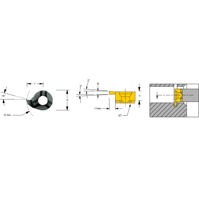 Cutting insert RS008.0160 carbide Seeger circlip groove 1.6 mm, Dmin=8 mm AL41F