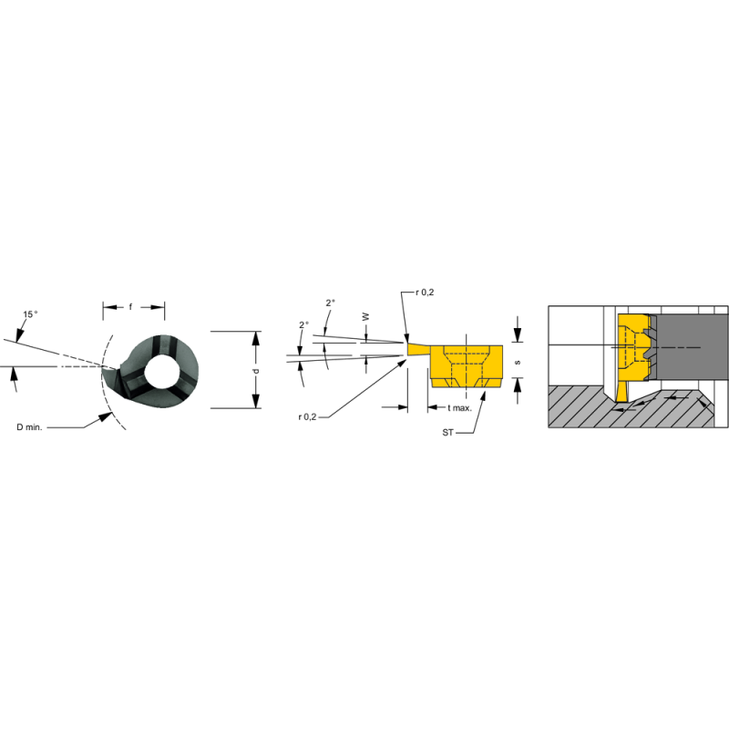 Cutting insert LS11.0200.02 C precis. turning intern. b=2.0 mm Dmin=11 mm AL41F