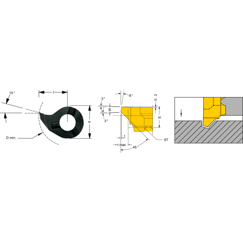 Cutting insert LS11.0810.45 C roughing/chamfering tmax=1.5 mm Dmin=11 mm AL41F