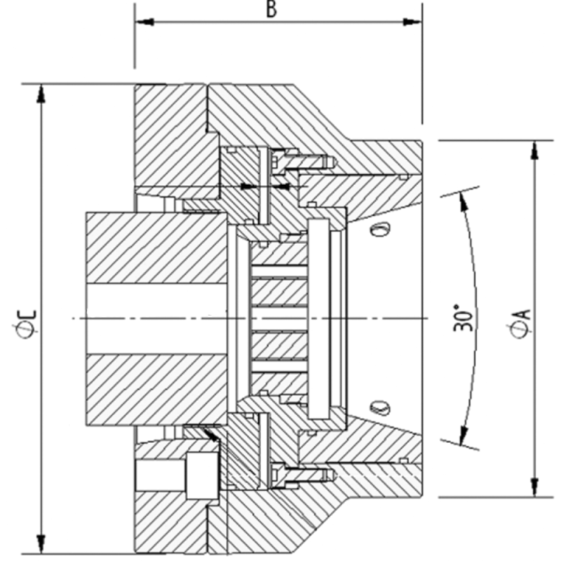 DKF collet chuck, power-operated, for 65 mm clamping heads, A5