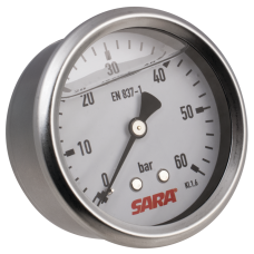 Pressure gauge 0-60 bar, 63 mm, G 1/4 rear accuracy class 1.6