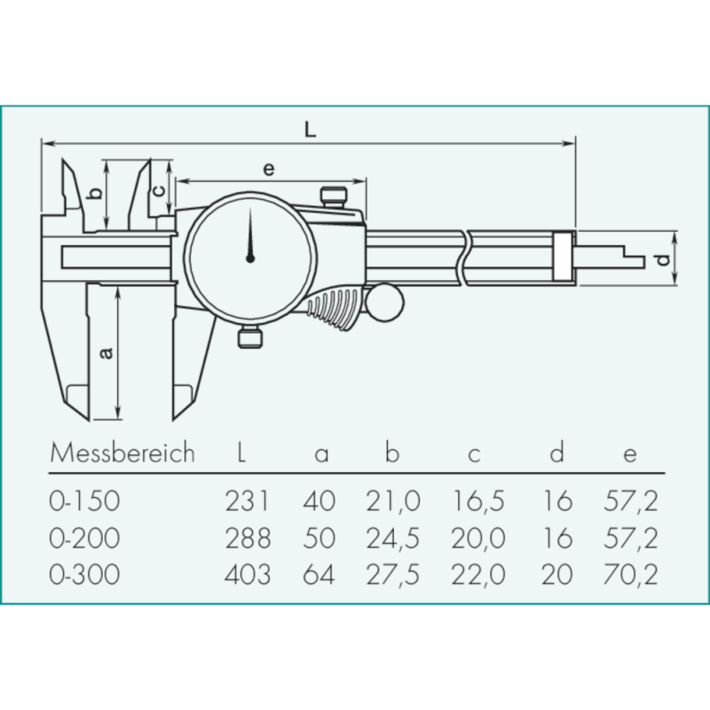 Dial calliper gauge 150mm (0.02mm) with thumb roller