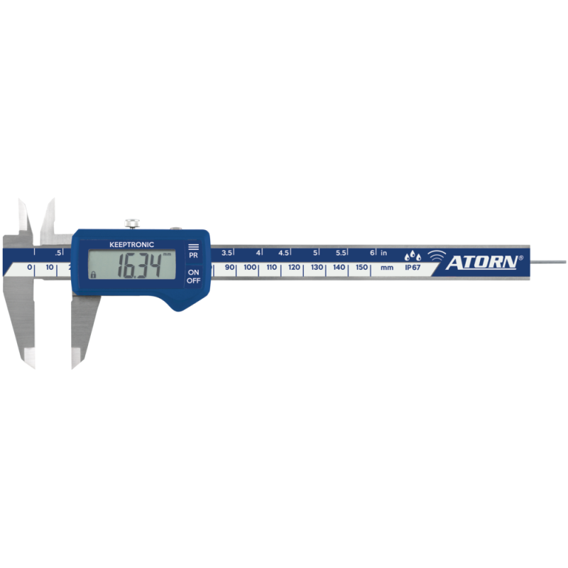 Vernier callipers dig. 150mm (0.01mm) IP67, KEEPTRONIC, flat depth bar, radio
