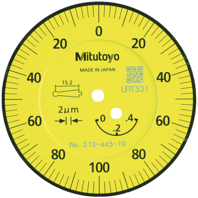 Lever dial indicator 0.4 mm (0.002 mm) scale 0-100-0, ext. ring 39 mm inclined