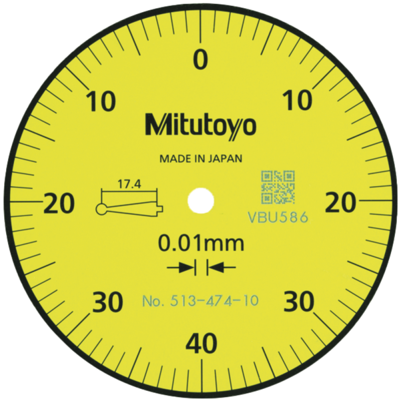 Lever dial indicator 0.8 mm (0.01 mm) scale 0-40-0, ext. ring 39 mm w. ruby ​​ball