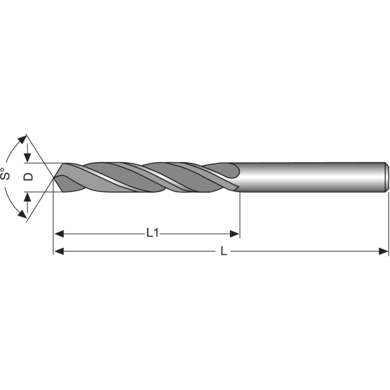 Twist drill bit HSS 5xD DIN338N 118° 12.9mm TiN head coating