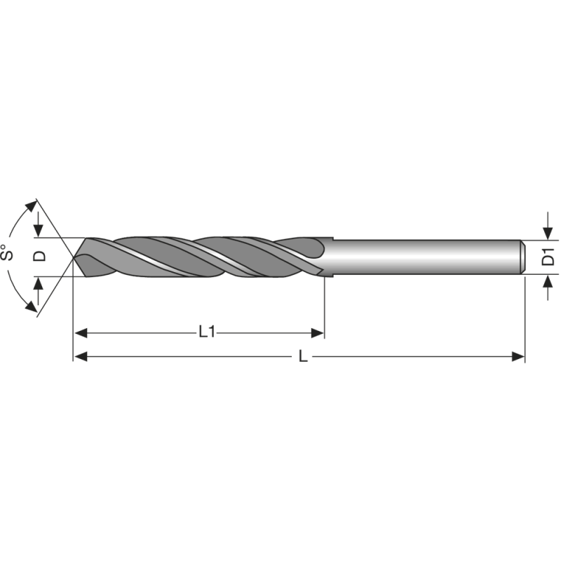 Twist drill HSS WN type N, 13.5mm shank-offset to 12.7mm vapor-treated