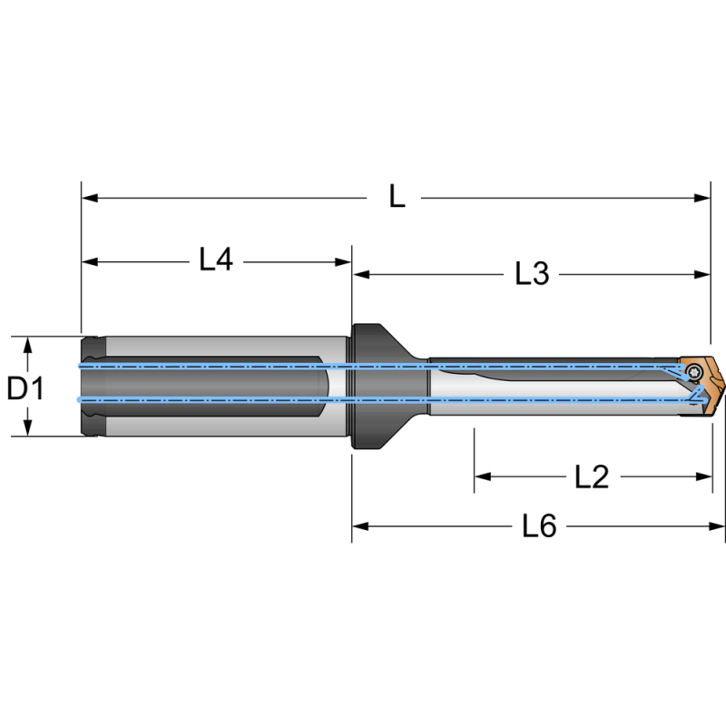 Holder TA Pro A series 0; Ø12.70-15.00mm 3xD straight shank 20mm with surfaces