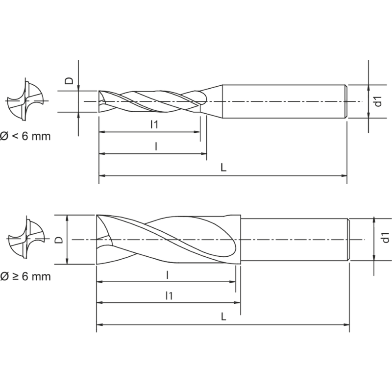 Flat drill, solid carbide 180° ADF-2D 6.8 mm