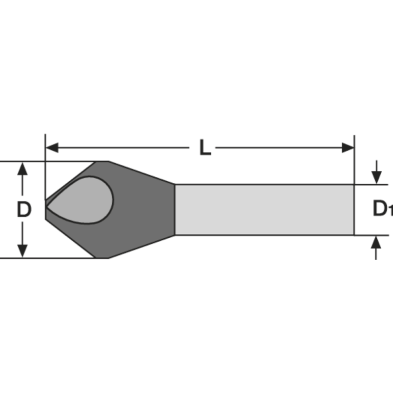 Deburring countersink HSS-E WN 90° 2-5mm with cross-hole, L=45mm TiN