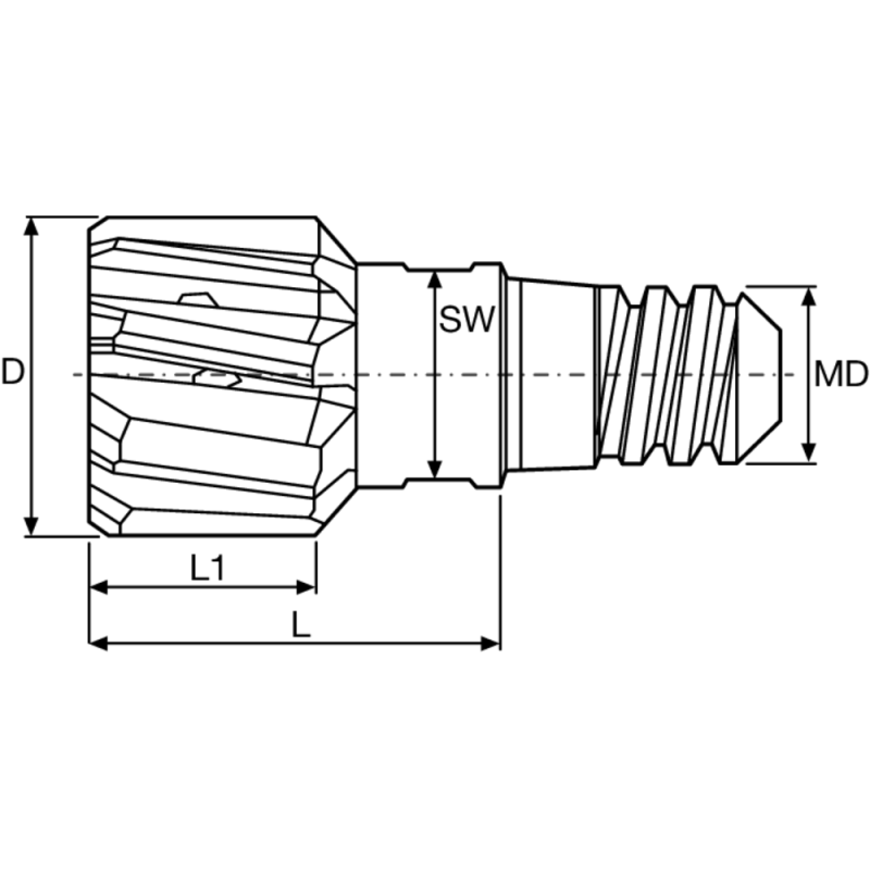 Ex. head reamer SC, sz. 16* Ø37 mm H7 with IC radial, TiAlN (P, K), Wr. width 24