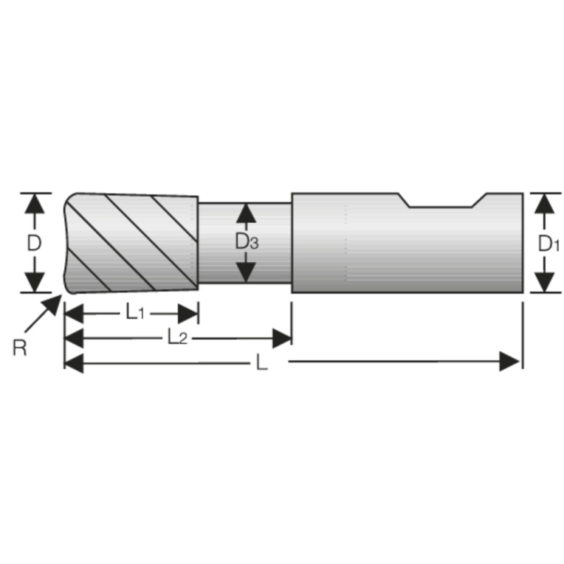 Solid carbide aluminum torus cutter 5x0.5mm, L2=18mm Z=3 HB, ZrCN Ultra-N