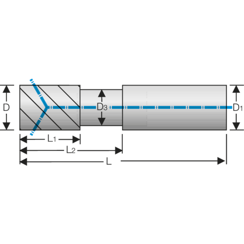 Alu-end milling cutter SC 40° 16 mm Z=3 short, HA, high-gloss polished, IC
