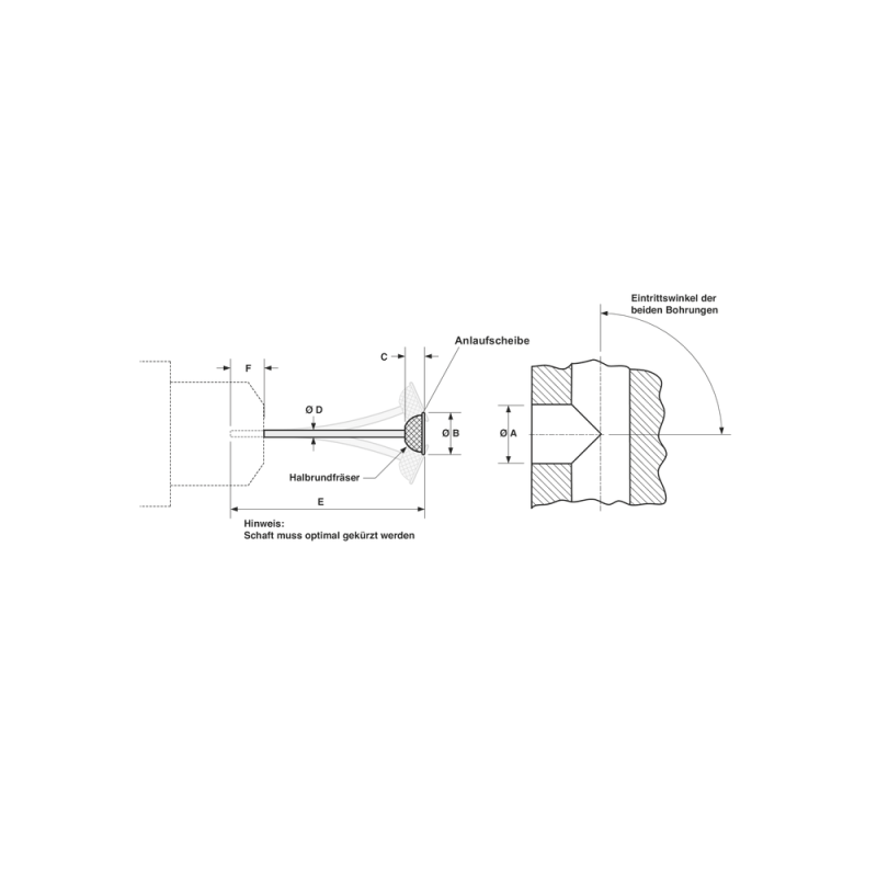 Напівсферичний інструмент для видалення задирок ORBITOOL®, 2,0 мм