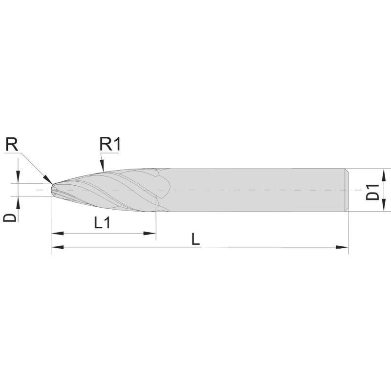 Circle segment milling cutter SC Ø4.0x28x83 mm, R2/90 Z4 tangential