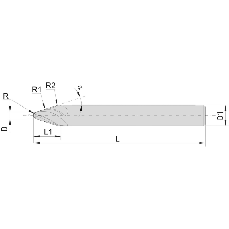 Circle segment milling cutter SC Ø2.0x10x75 mm, R1/300 Z4 conical