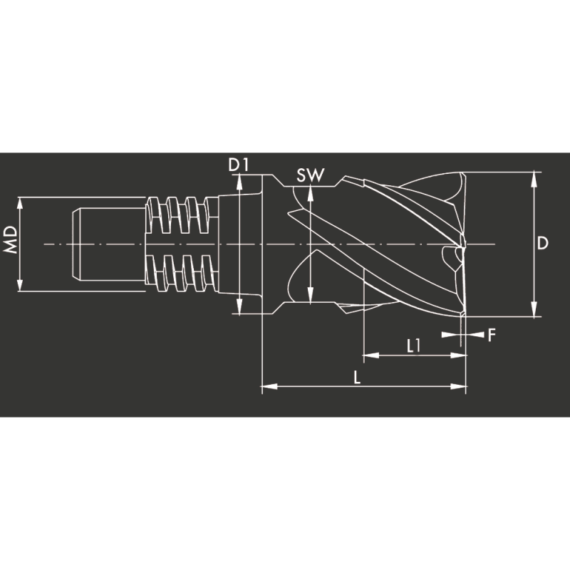 Solid carbide exchangeable head 35°/38° size 50 Ø20 4S. TiAlN