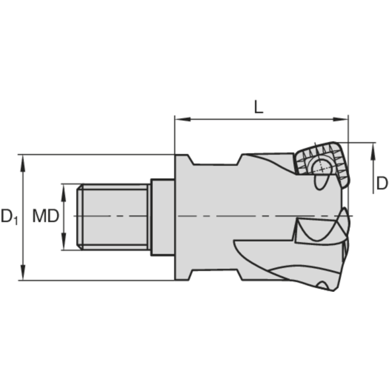 Screw-in milling cutter HIFEED 06410 10° 32x35 mm, M16, for 4 x SO..0803..