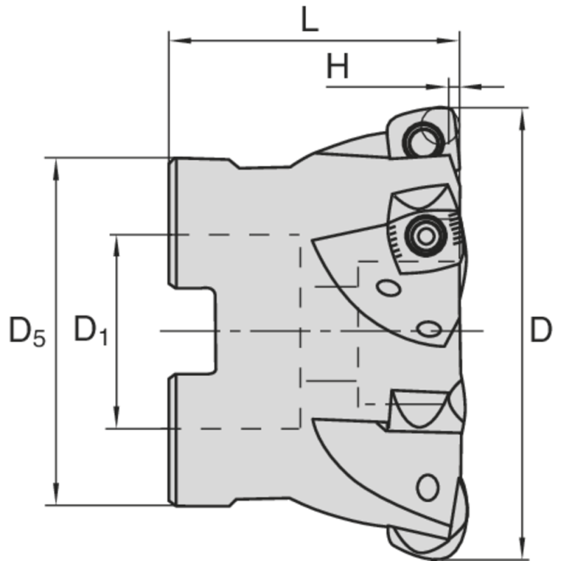 Shoulder milling cutter HIFEED 06690 10° 52x22 mm, for 4 x SO..13M5