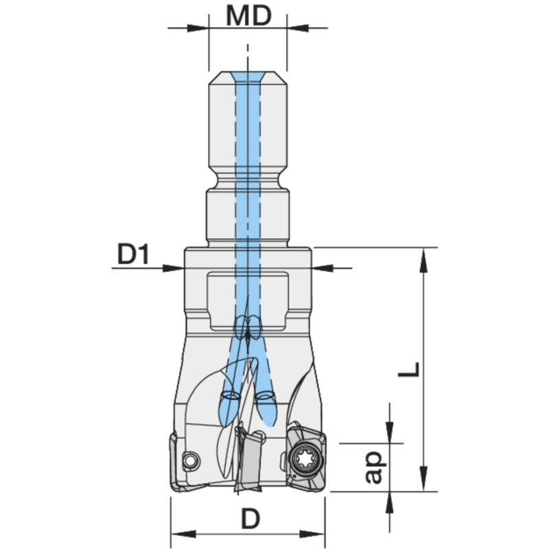 Screw-in milling cutter LINEPRO 20090 90° 11 mm/M 6 for 2 x XP.. 0602..