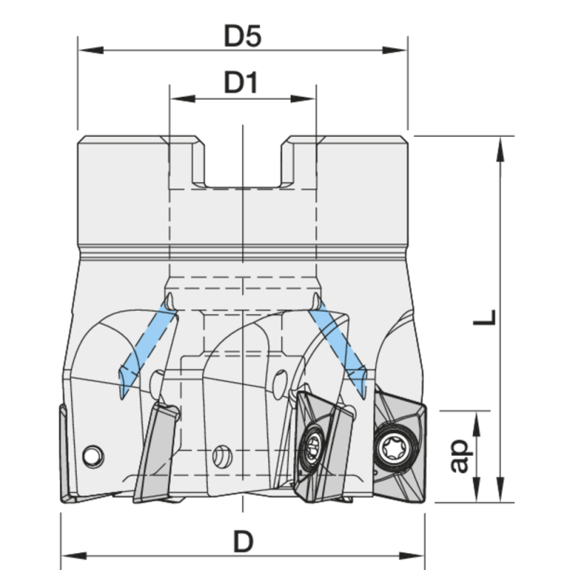 Shoulder milling cutter LINPRO 20290 90° 40x16 mm, for 4 x XPET 1706..