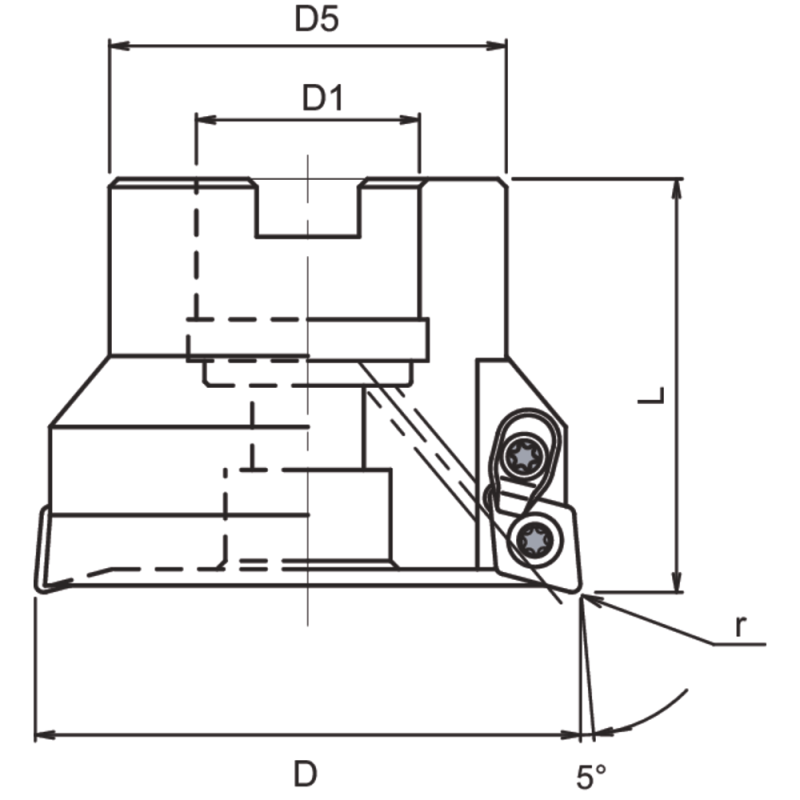 Shell-type milling cutter LINEPRO 40595 95° 52x22 mm; for 5 x XD..10T3..