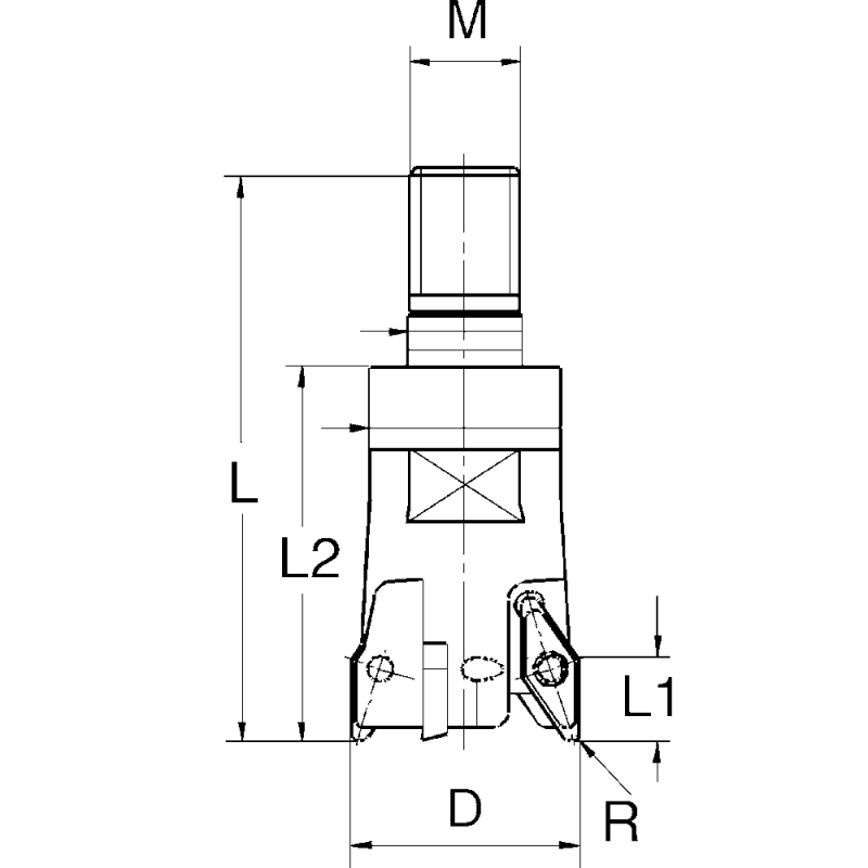Screw-in milling cutter 32x50x29mm for 2 inserts VCGT 220530--ALM