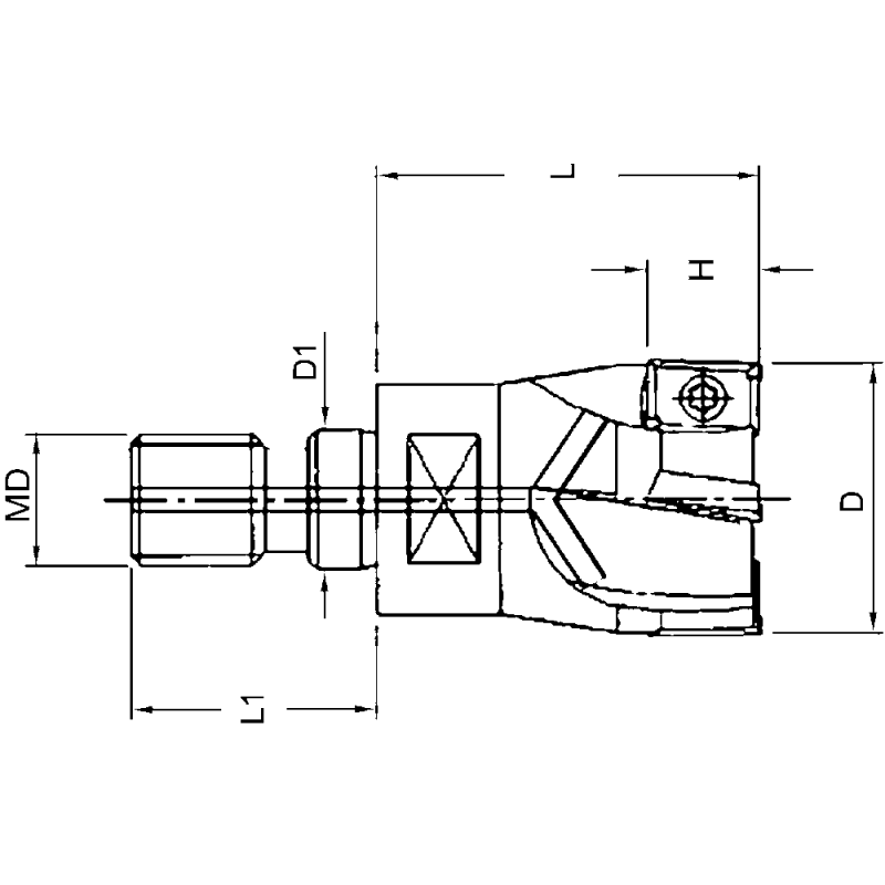 Screw-in milling cutter 4-10-POWER 25x35mm D1=10.5mm for 3 II LNMX10