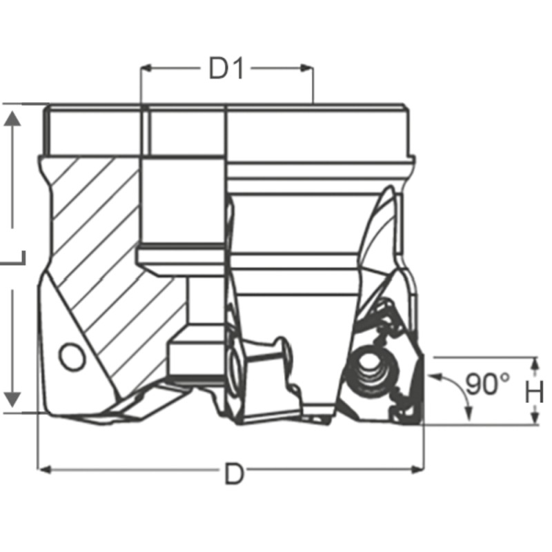 Shoulder milling cutter 90° 80x27x50mm, for 9 x WNEU 0806..
