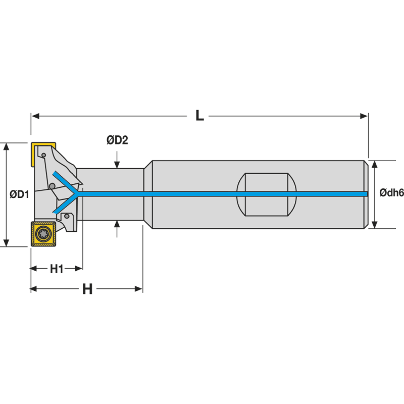 T-slot indexable insert milling cutter 25mm (for SPMT 060304)