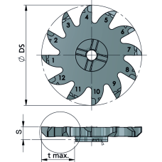 Ріжуча пластина X1250.X300.02 Фрезерування пазів b=3.0 /tmax=16.5 мм, Z=12 K10F