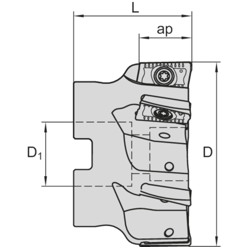 High-performance shoulder milling cutter 90° Ø125.00mm Z=9 AD.X 17