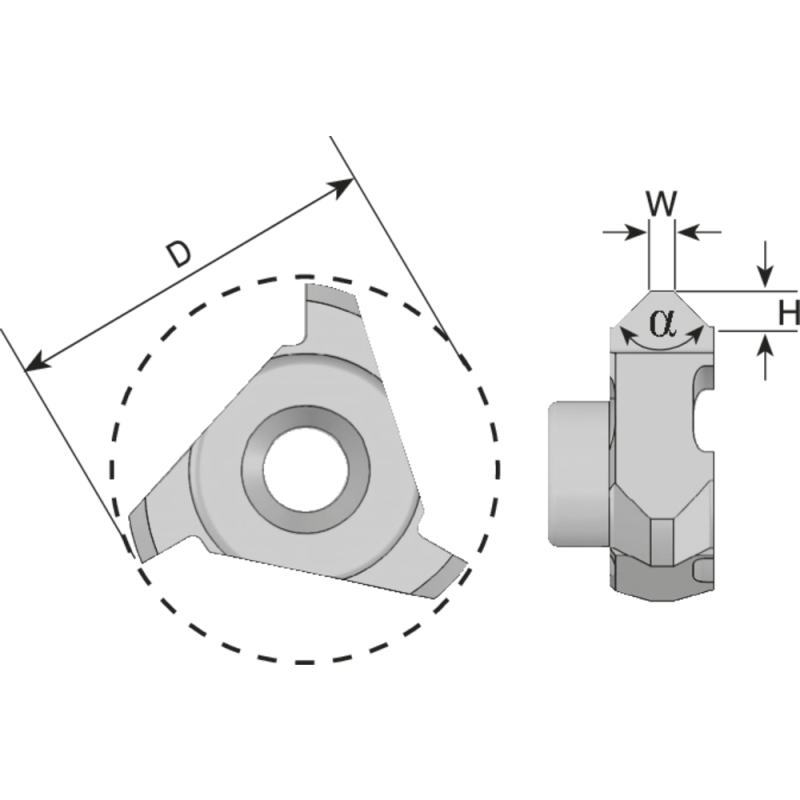 Cutting insert C12 C90 for countersinking & grooving 90° (insert size 12mm) AMT7