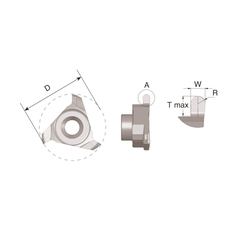 Cutting insert C18 R08 full radius for plunge milling W=1.6 (size 18mm) AMT7