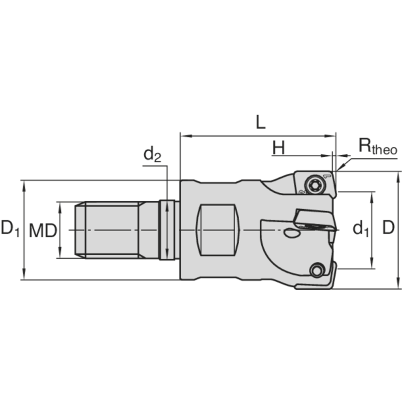High feed rate screw-in milling cutter Ø35 mm Z5